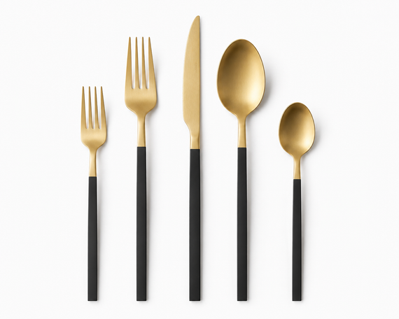 Black and Gold Cutlery Set