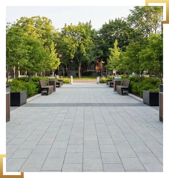 A completed patio created through patios and front entrances services at a residence in Mississauga.
