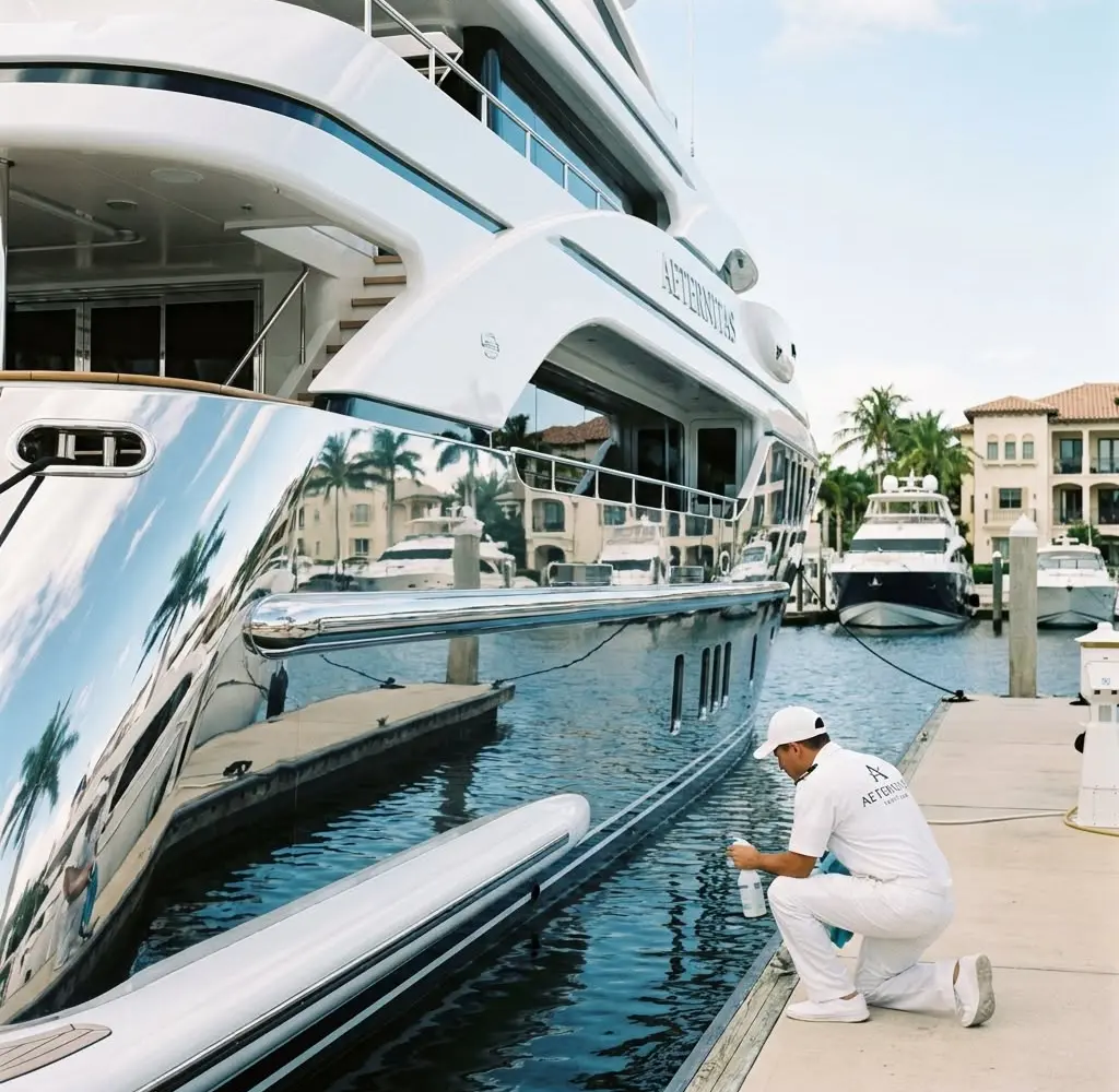 Mobile yacht detailing in Atlantis at a South Florida marina