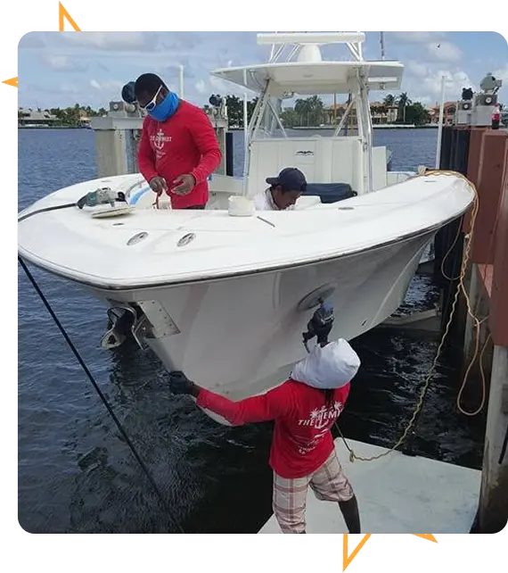 Yacht washdown service removing salt and grime