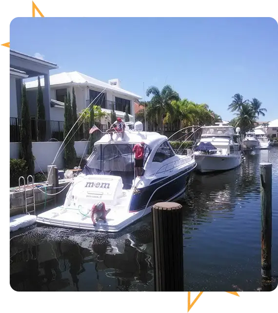 Marine paint protection on glossy yacht surface