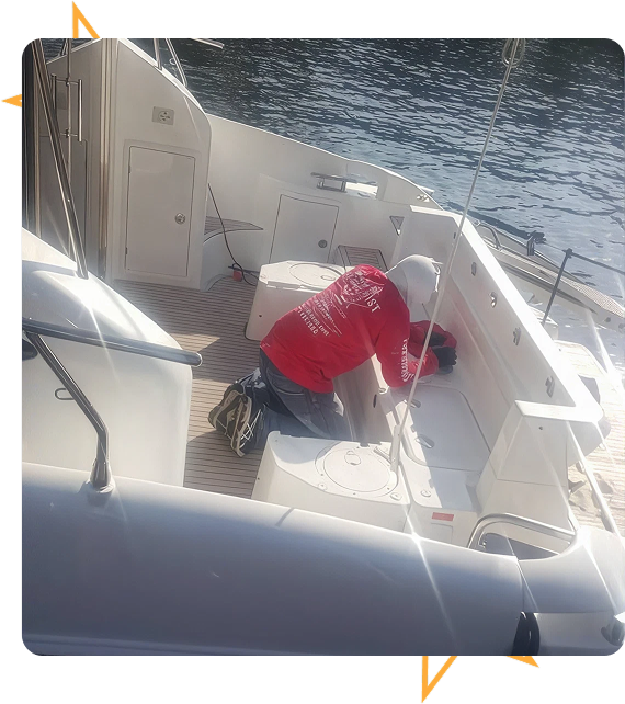 Yacht detailing in Fort Lauderdale with polished finish