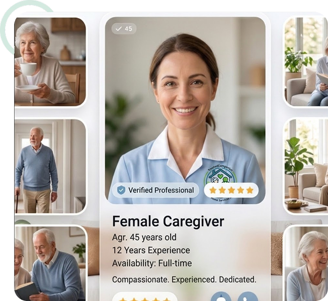 Trained Caregivers profile highlighting experienced and compassionate in-home support for seniors in Calgary