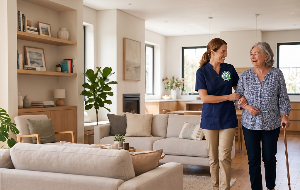 Trained caregiver providing Senior Home Care Red Deer Services for safe and independent living