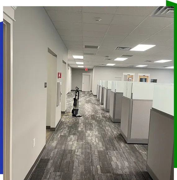 Professional office cleaners in Atlanta cleaning desks