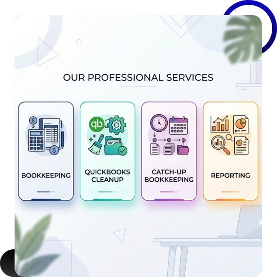 Business owner reviewing bookkeeping reports