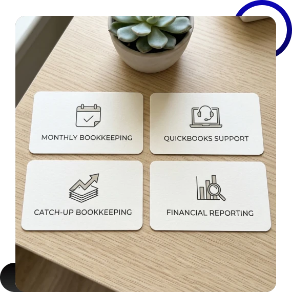Business owner reviewing bookkeeping reports