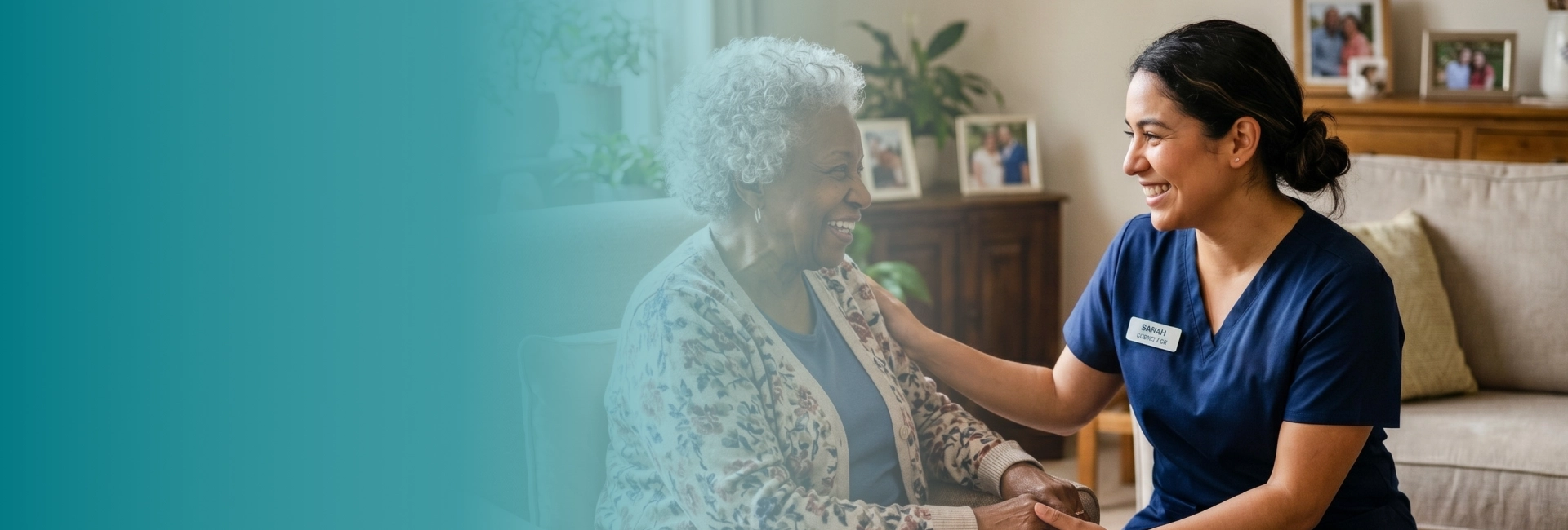 Senior discussing personalized care options with caregiver