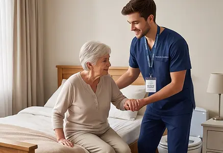Family speaking with a caregiver about non-medical home care services.