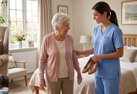 Caregiver preparing meals during in-home care services in California.