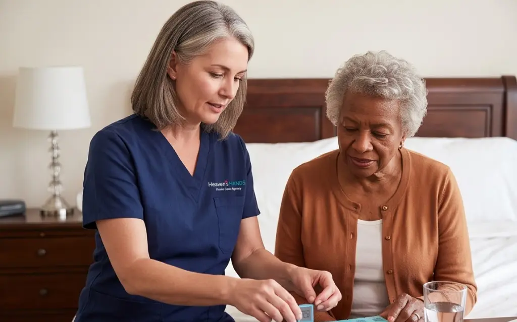 Caregiver providing compassionate Live-In Care Services in California for an older adult at home