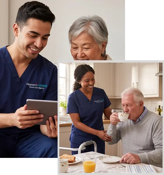 Older adult receiving personalized Live-In Care Services in California from a dedicated caregiver.