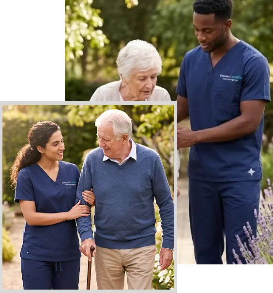 Senior receiving attentive Live-In Care Services in California in a familiar home environment