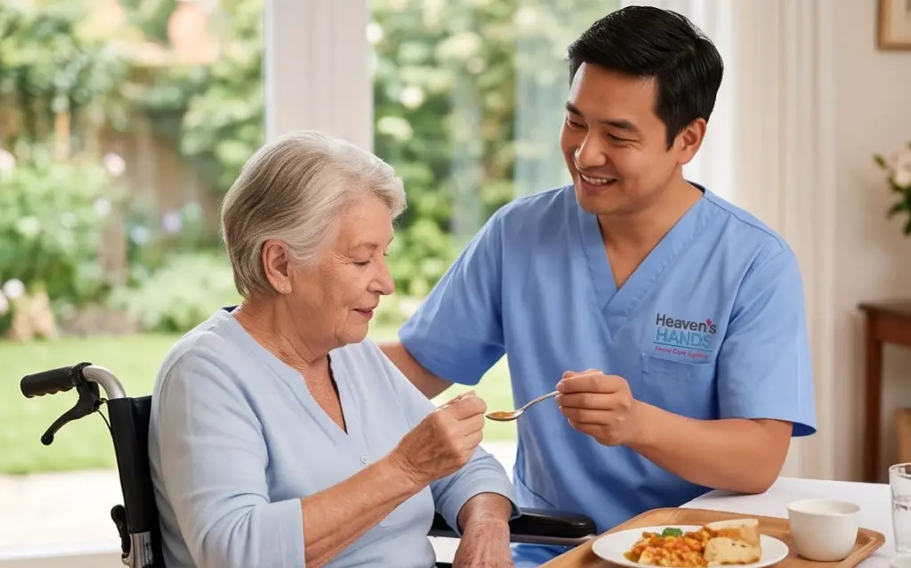 Caregiver providing compassionate Hospice Care Support California to an older adult in the comfort of home.