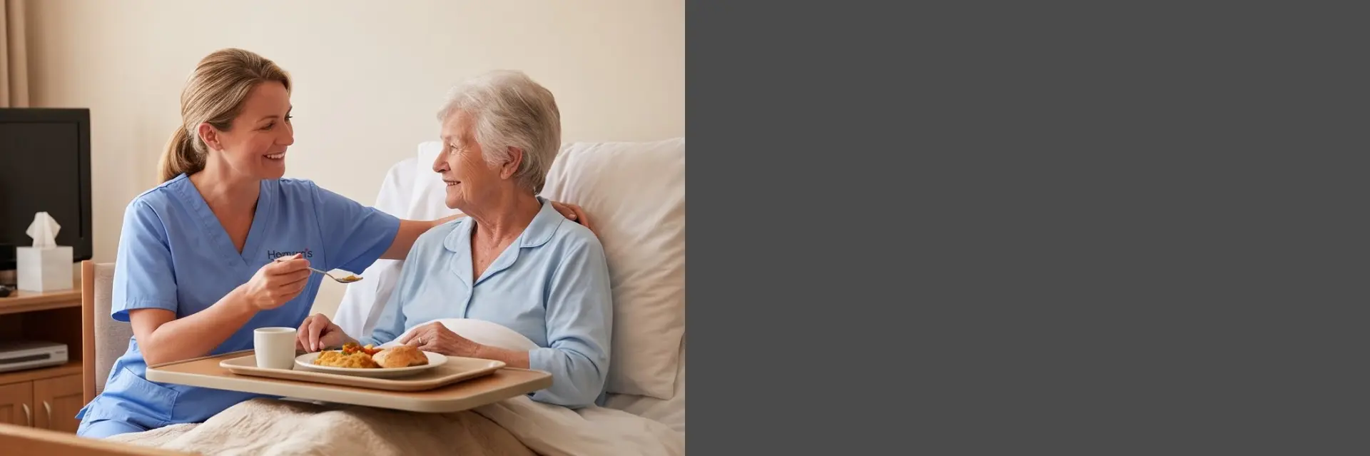 Caregiver assisting a senior during a professional home visit.