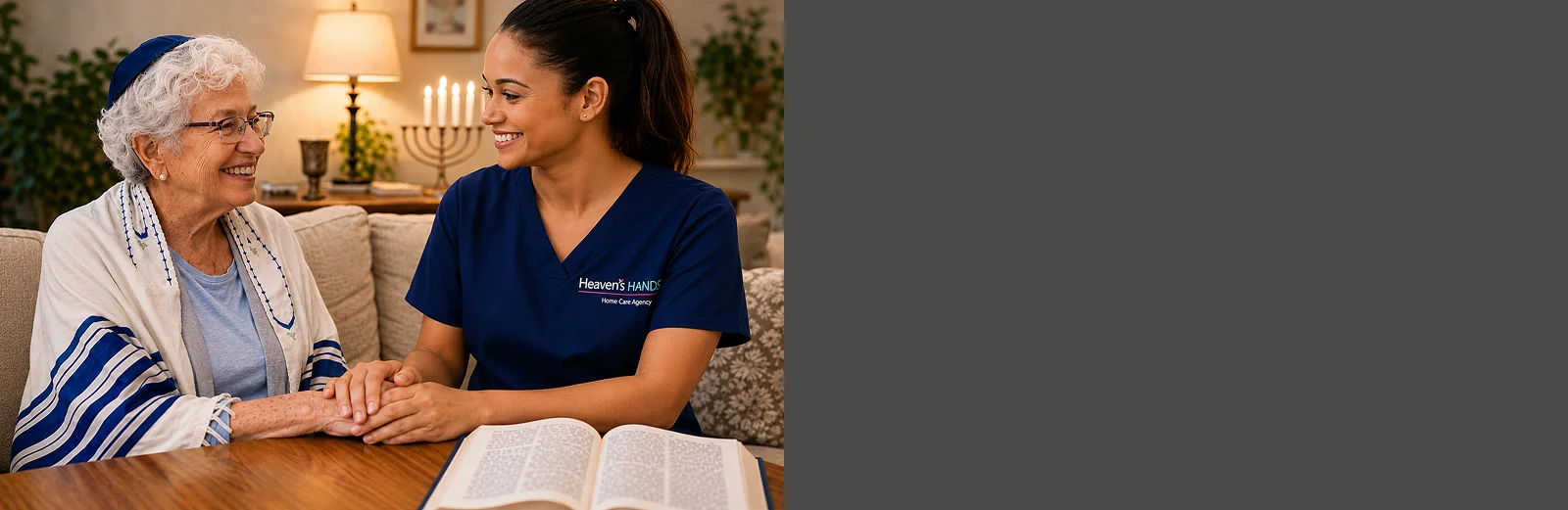 Caregiver providing In Home Care Services California while assisting an older adult with daily activities at home.