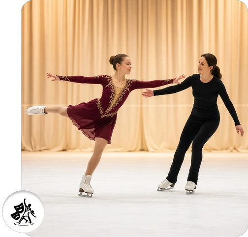 Skater practicing balance during figure skating training