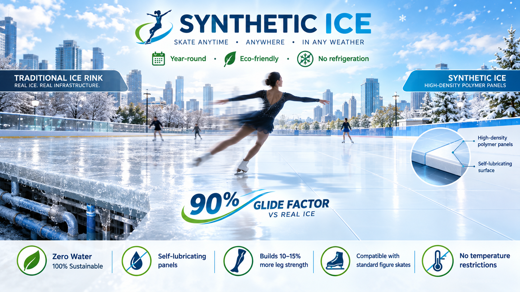 Children participating in synthetic ice skating classes