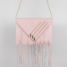 Rectangle oversized zipper tassel clutch (Rosy Pink)