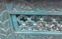 Console Table-Dark Turquoise/Green with Carving-64w x 15d x 30h