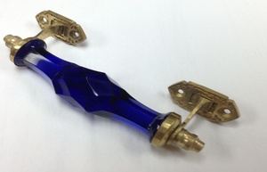 MORNINGSTAR - Door Handle-Glass-Crystal Cut-Cobalt Blue-7.5 inch size