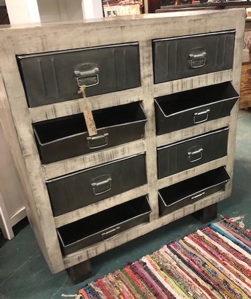 Cabinet/Sideboard-8 Metal Drawers-40.5w by 17d by 38h