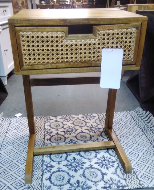 End Table-C Style Table with Rattan Drawer-16w x 14d x 25.5h