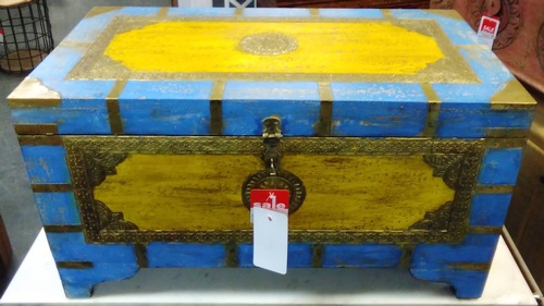 Trunk-Painted with Brass Accents - 32w x 17d x 17.5h