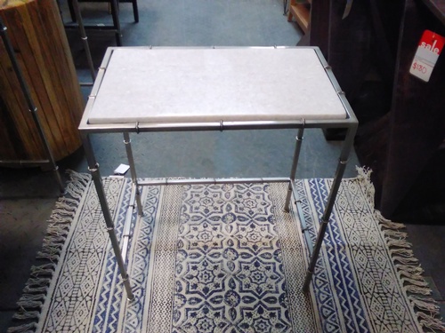 End Table-Solid Marble Top-Metal Frame-19w x 12d x 23h