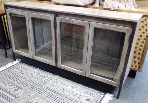 Sideboard-Grey Stain-With Glass-71w x 16d x 37h
