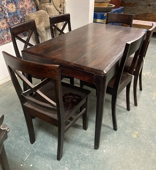 Dining Table-Tapered Legs-Dark Stain-55