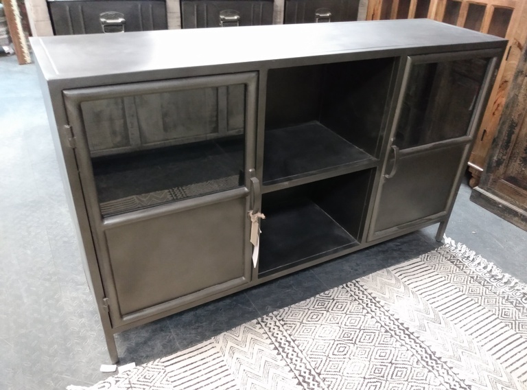 Sideboard-All Metal-With Glass-59w x 16d x 36h