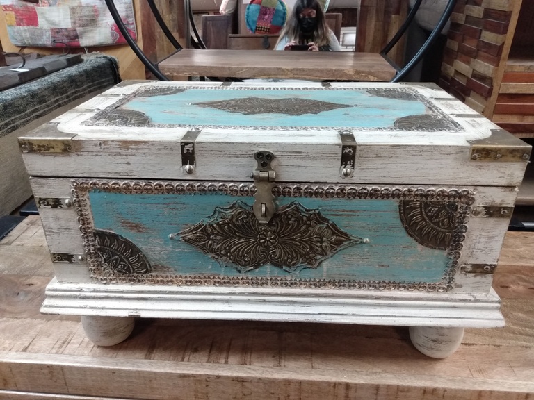 Trunk-Small-Painted with Brass-18w x 11d x 11h