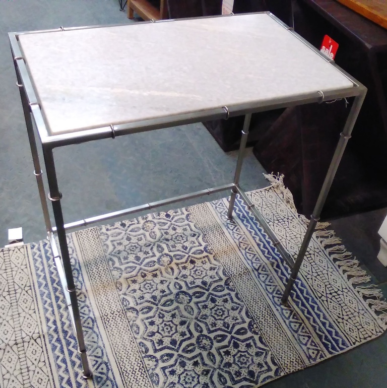 End Table-Solid Marble Top-Metal Frame-22w x 14d x 26h